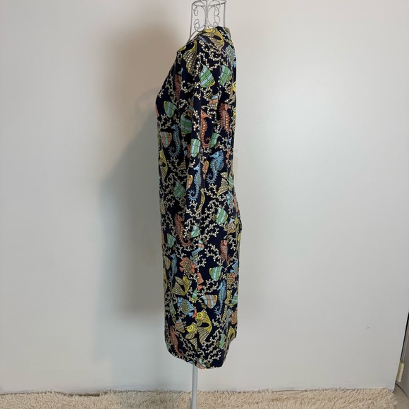 J. MCLAUGHLIN FISH NOVELTY PRINT CATALINA CLOTH DRESS BODYCON SZ XS 3/4 SLEEVE - Picture 4 of 9